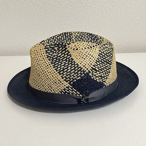 Santana by Carlos Santana Navy Trishul Hemp Fedora Hat Men's Size XL